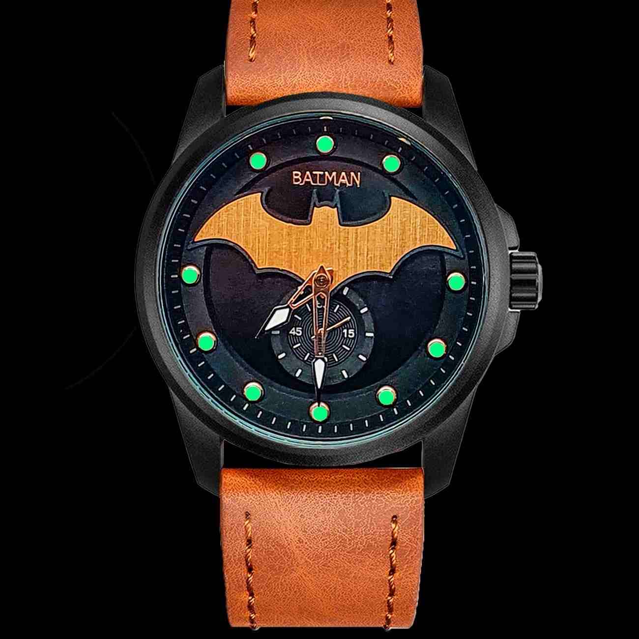 Reloj Batman Caballero Casual Elegante Cuero + Estuche